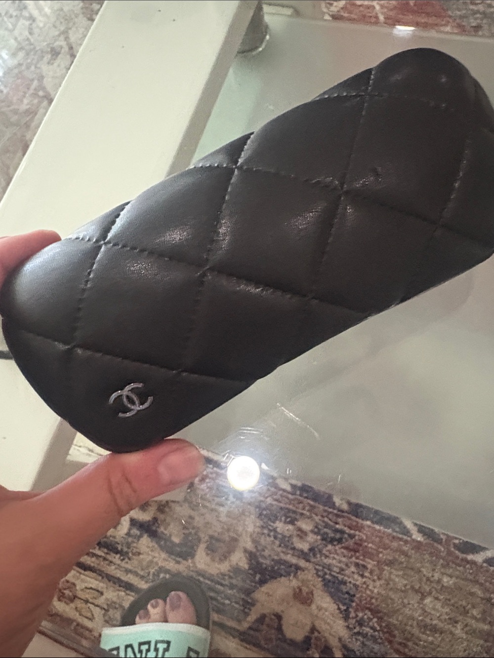 CHANEL Black Quilted Hard Eyeglass /Sunglasses Case